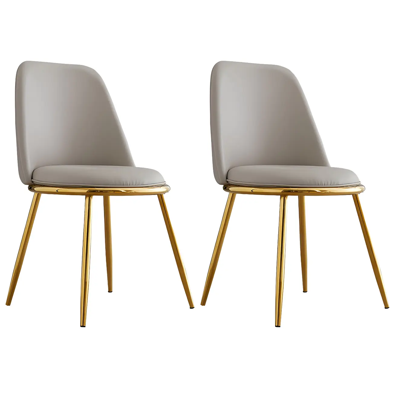 Glam Scandinavian Leather Armless Dining Chairs Metal Frame