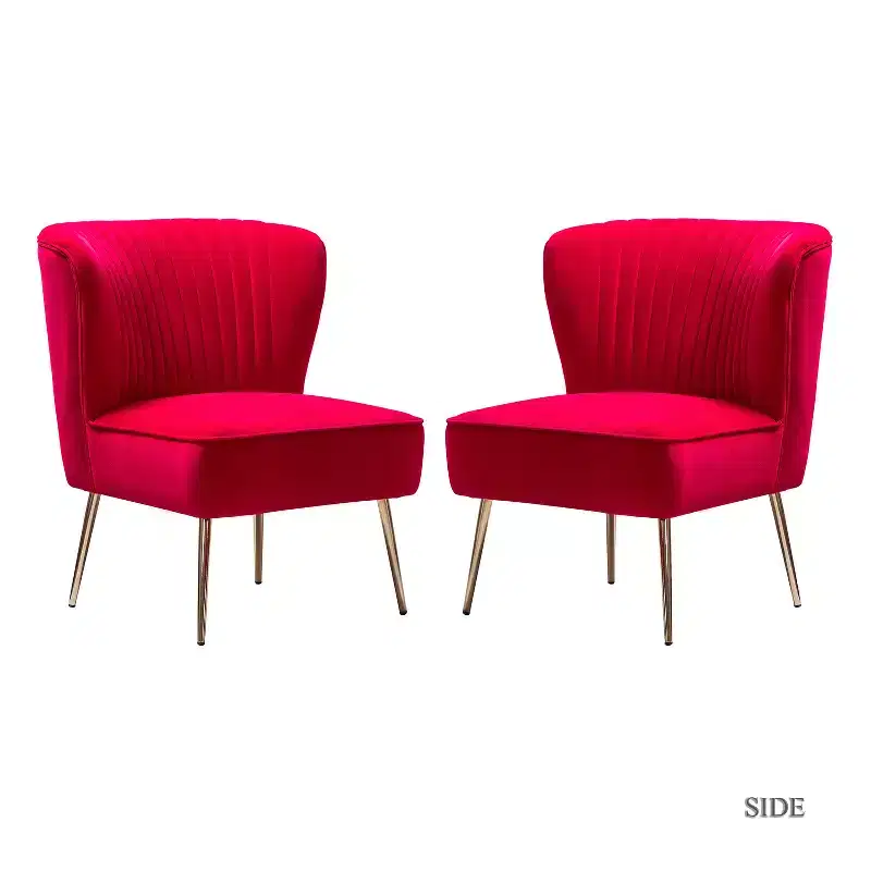 Quentin Velvet Accent Side Chair with Padded Seat Set of 2 | Karat Home