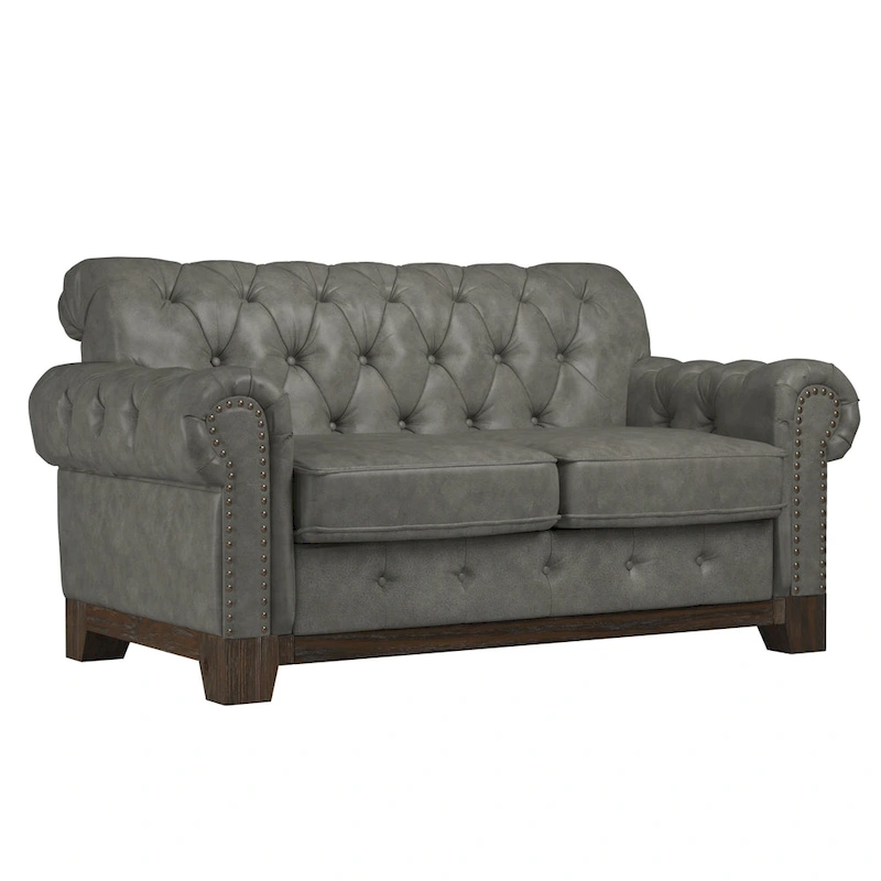 Greenwich Tufted Rolled Arm Nailhead Chesterfield Loveseat by iNSPIRE Q Artisan