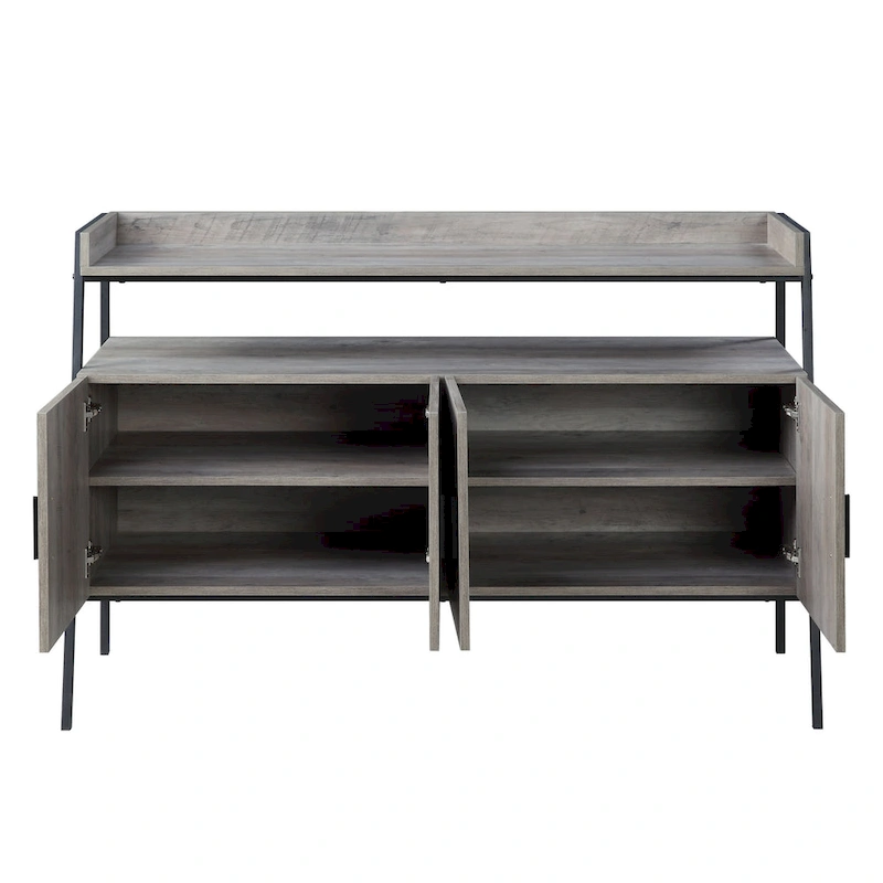 Oak 52 Industrial TV Stand with Shelf & Metal Legs