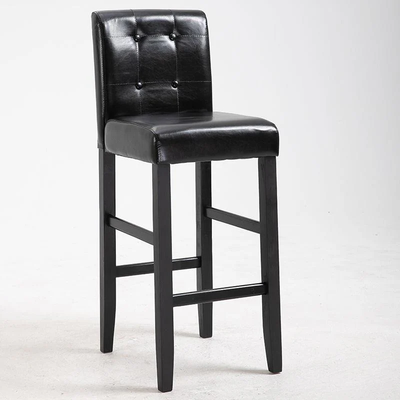 Traditional Wood Leather Upholstered Bar Height Stool