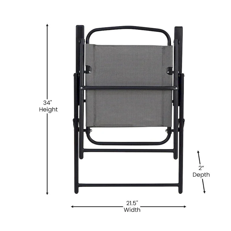Set of 2 All-Weather Textilene Patio Sling Chairs with Armrests