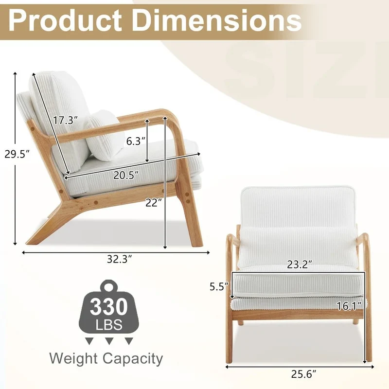2-pc Upholstered Linen Blend Accent Chair