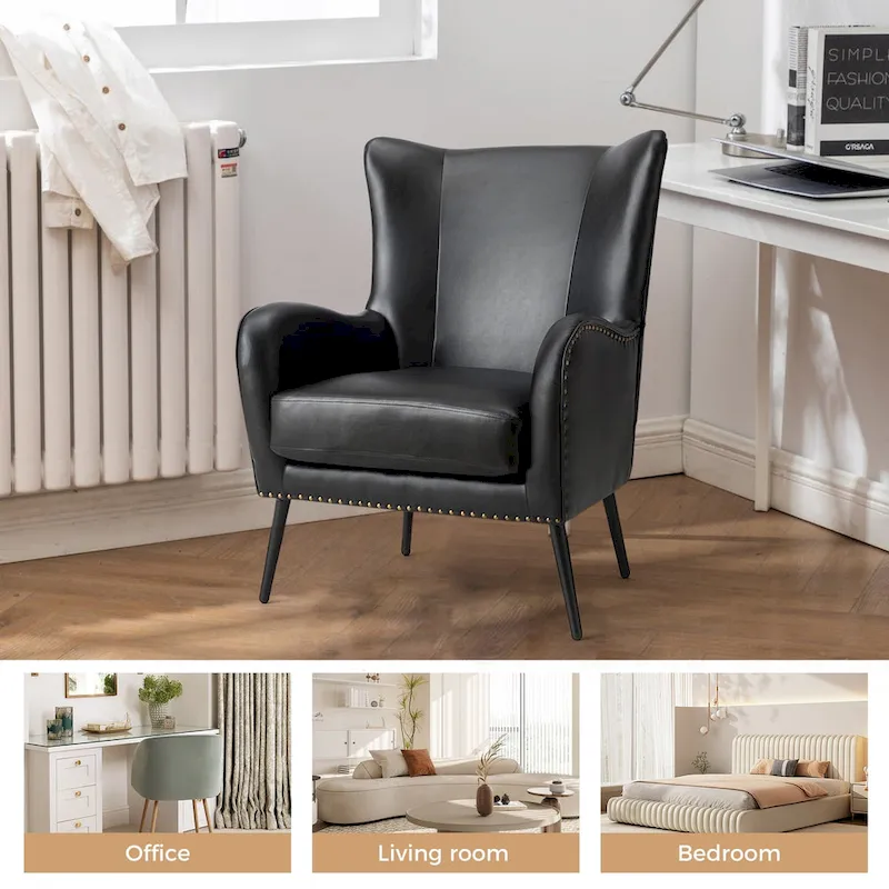 Invidiae Wooden Upholstered Armchair with Metal Legs