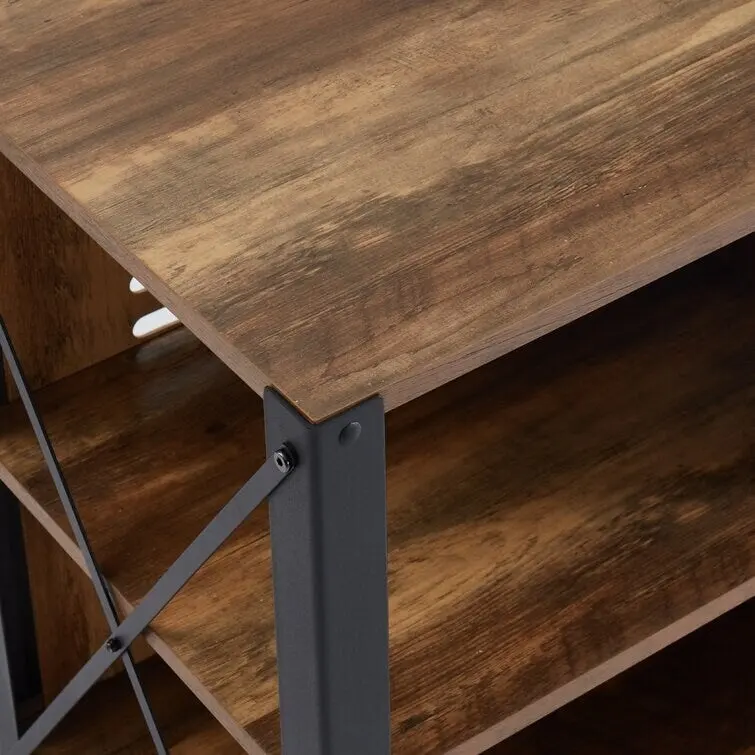 Wood Media Console TV Stand Entertainment Center