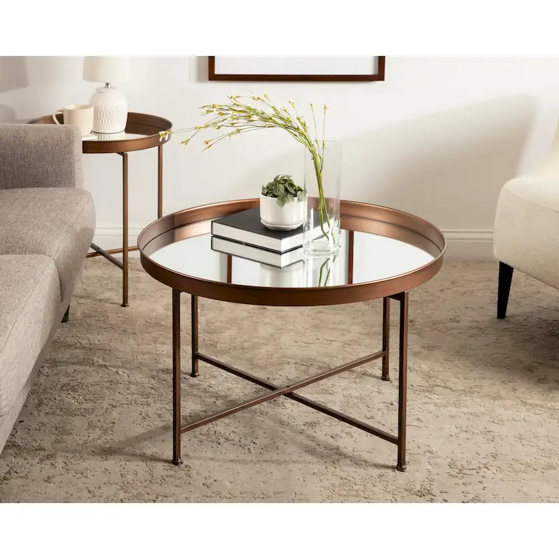 Kate and Laurel Celia Round Metal Coffee Table - 28.25x28.25x19