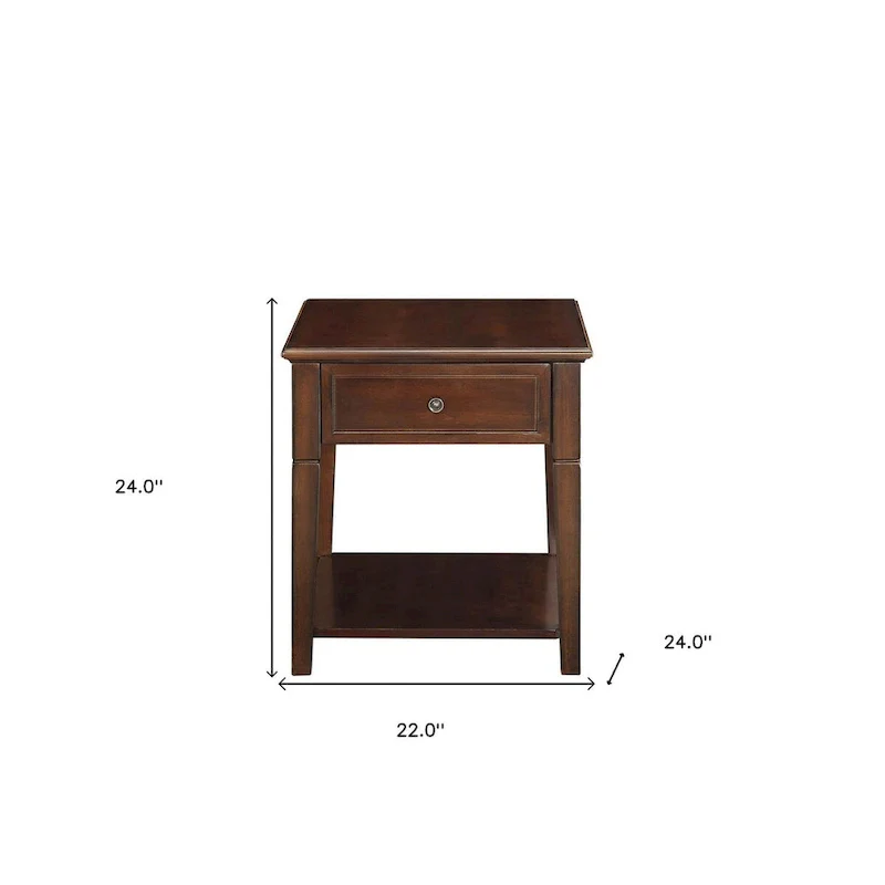 HomeRoots 24 Walnut Manufactured Wood Rectangular End Table With Drawer And Shelf - 22
