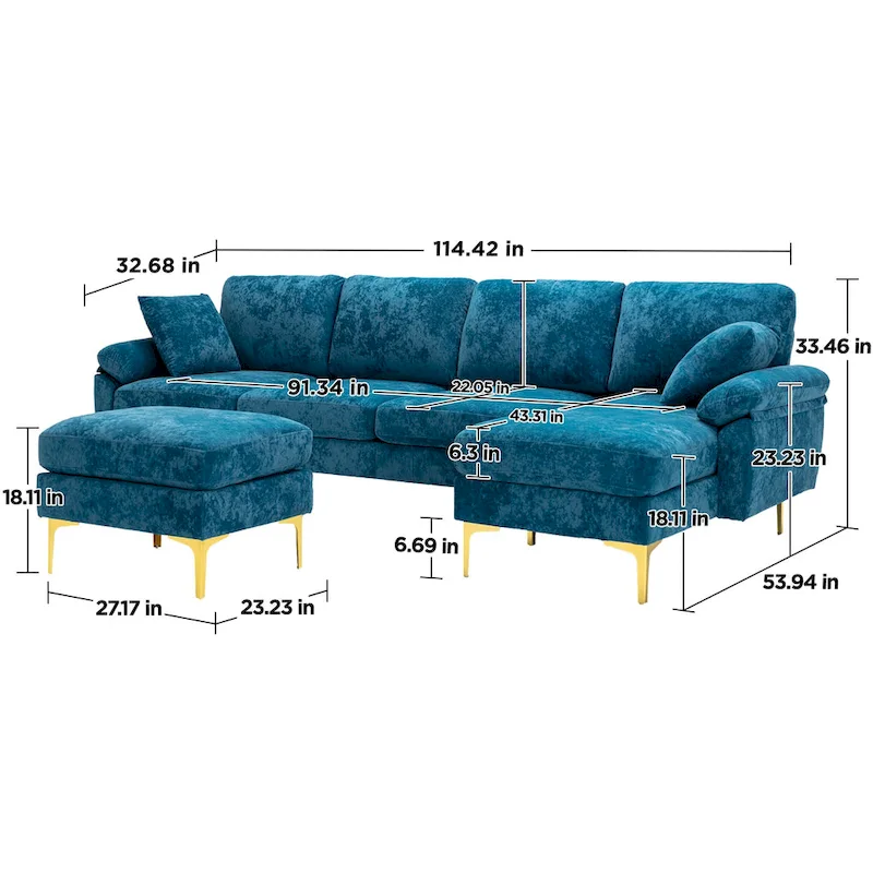 Kata 115 Sectional Sofa with Ottman