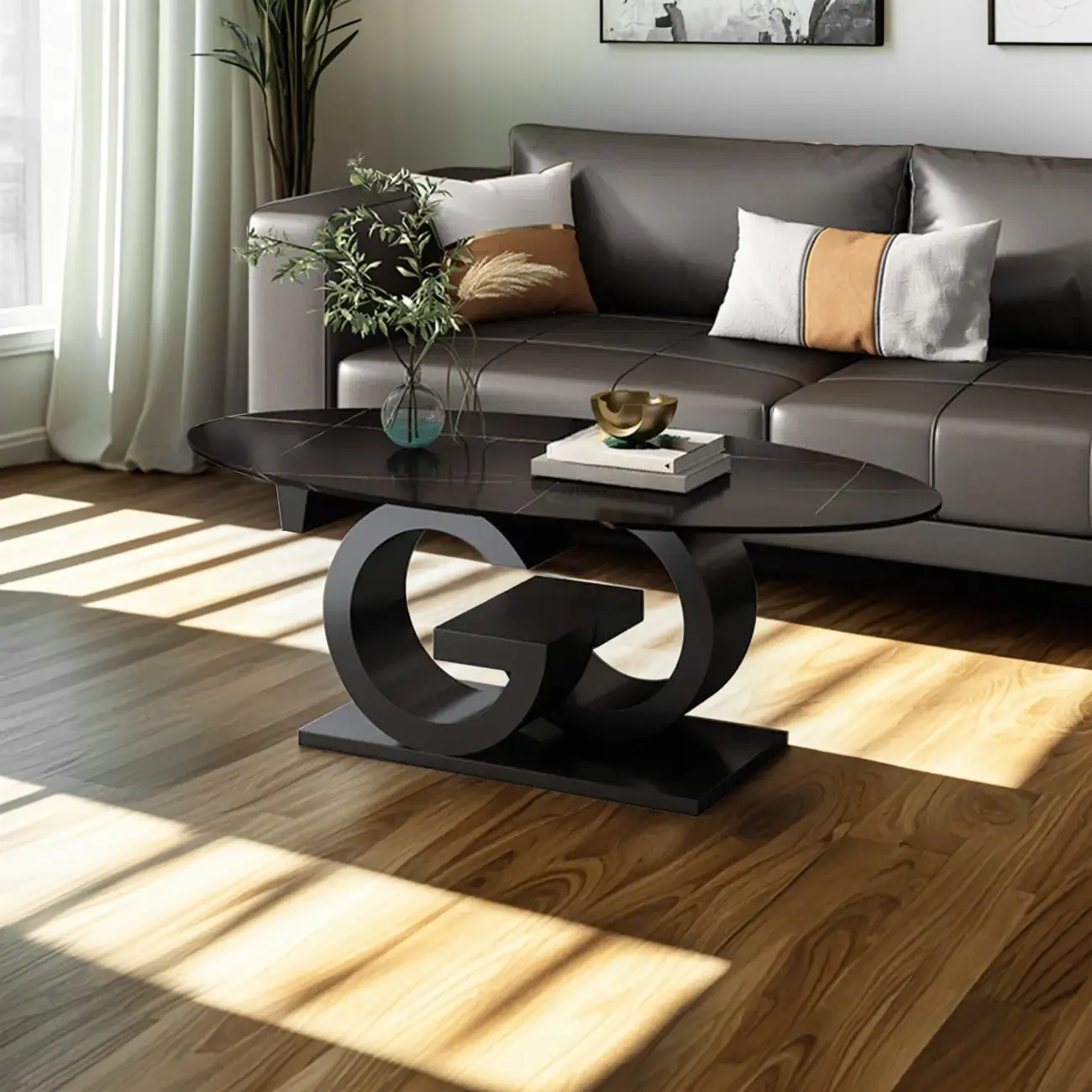 Modern White Oval Coffee Table with Unique Style