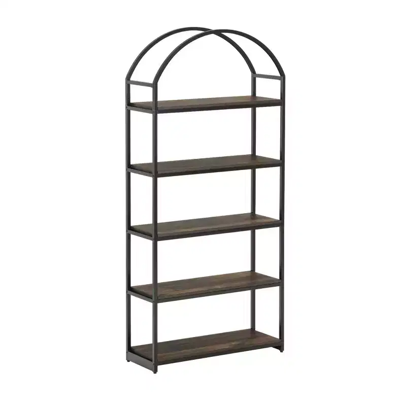 Nutmeg & Black 5-Shelf Industrial Metal Bookcase