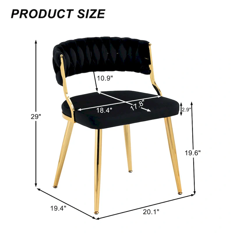 Set of 4 Velvet Dining Chair with Golden Metal Legs