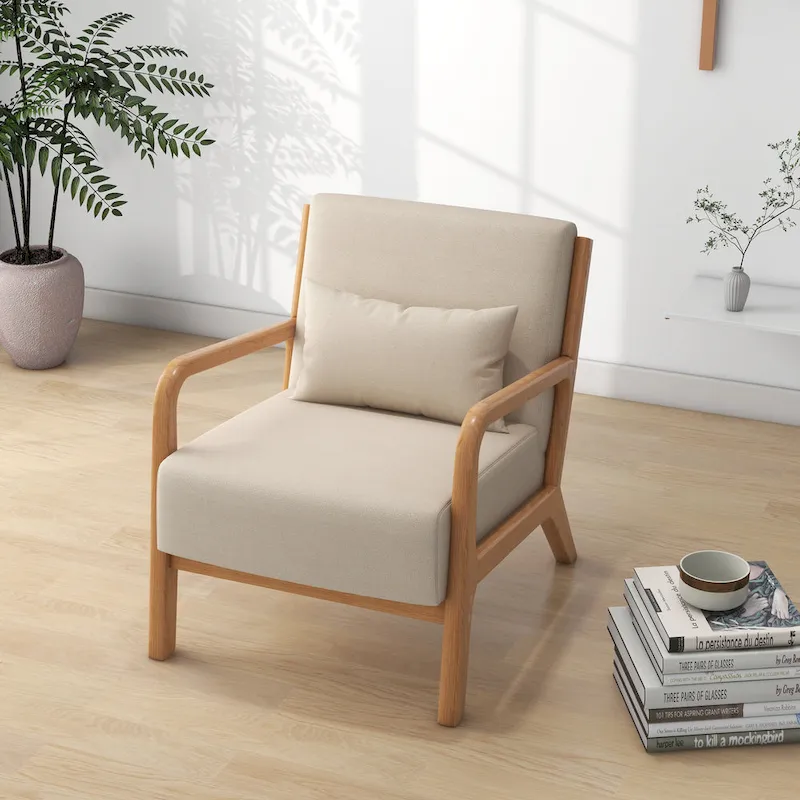 Leon Mid Century Modern Upholstered Accent Chairs Armchair Set of 2