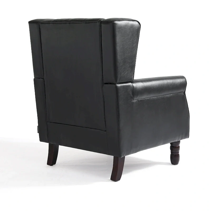 Set of 2 Vegan Leather Upholstered Button Tufted Accent Chair