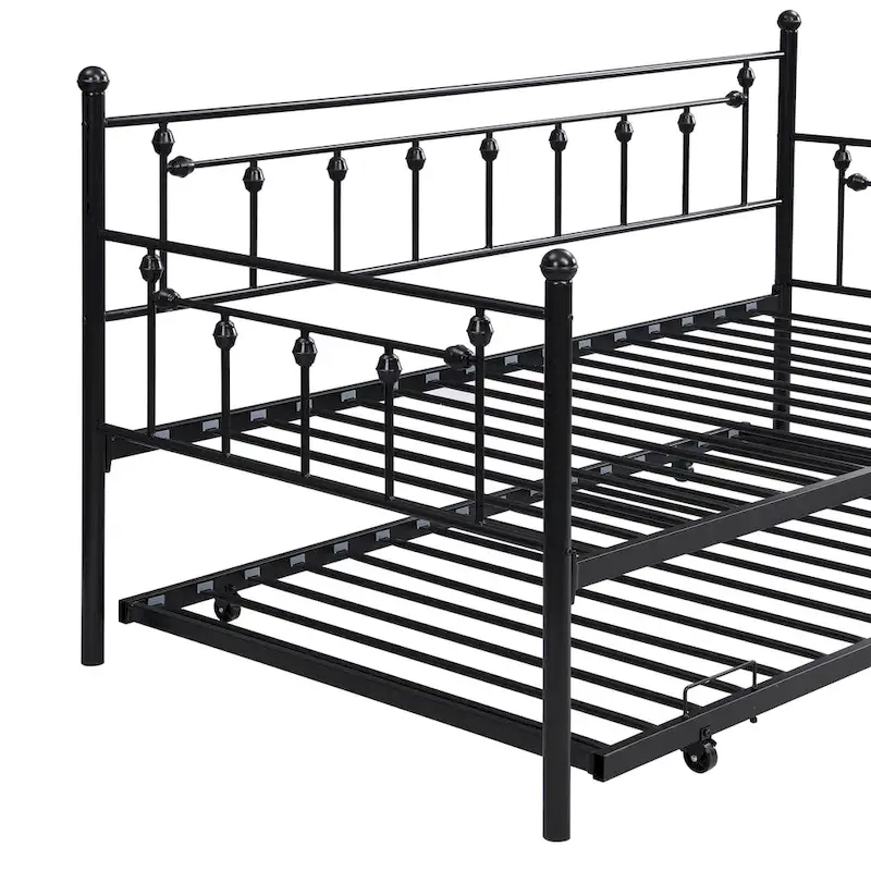 Modern Victorian Metal Daybed with Trundle