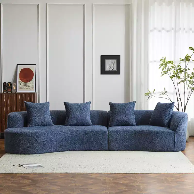 Christopher Knight Home Hailey 126 Modern Boucle Upholstered 5 Seater Curved Sectional Sofa with Pillows