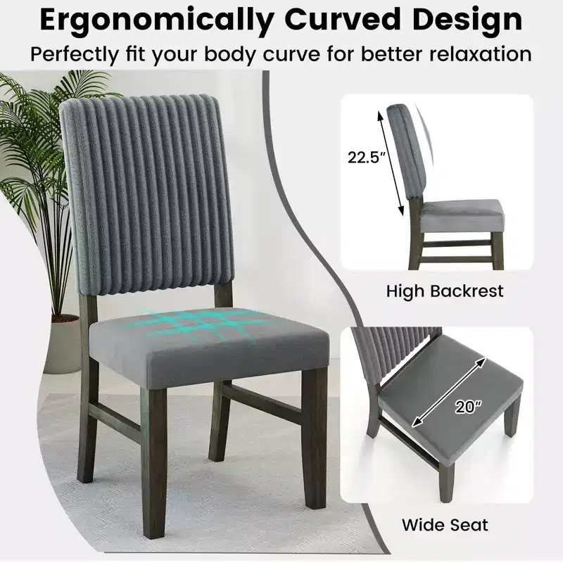 Dining Chair 4 Mid-Century Modern Velvet Fabric Upholstered Chairs
