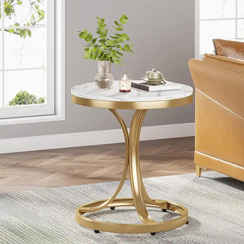 Modern Round End Side Accent Table for Entryway Living Room
