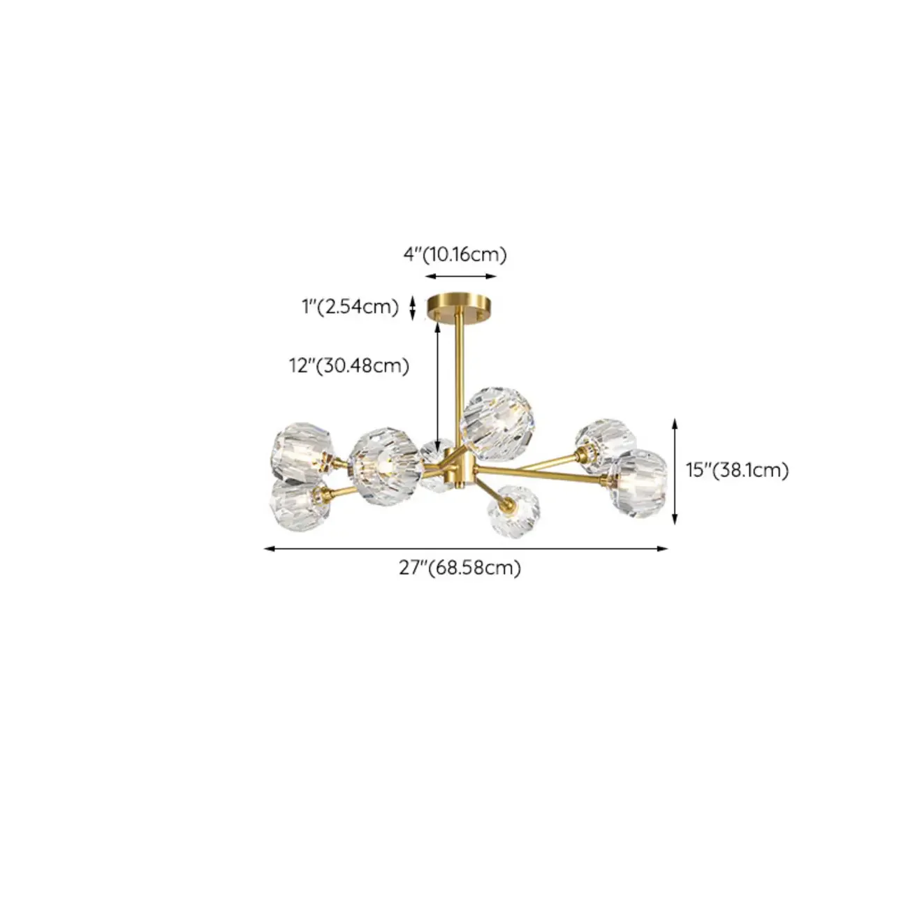 Modern Gold Globe Crystal Sputnik Chandelier