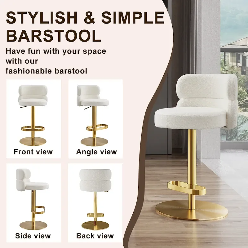 Velvet Counter Bar stool with Height Adjustable and Swivel