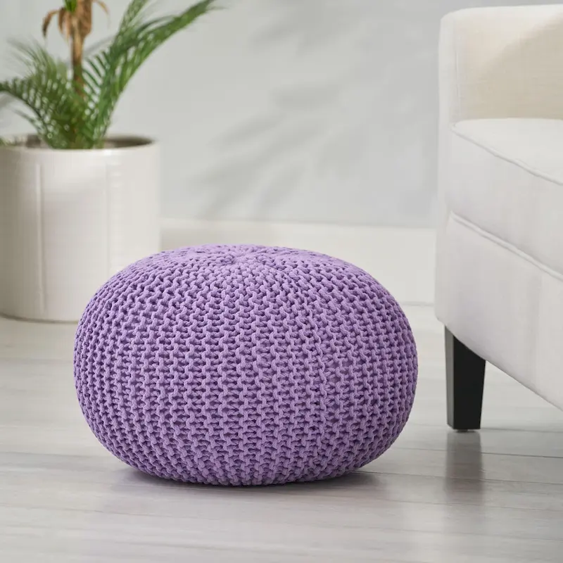 Abena Knitted Cotton Pouf by Christopher Knight Home