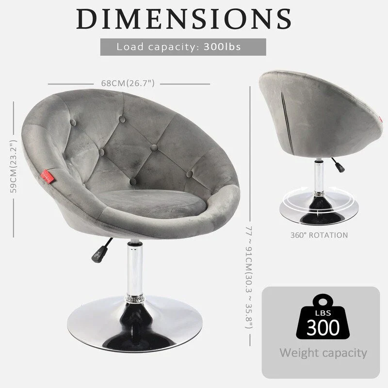 VANITII Accent Chair Swivel Vanity Chair Office Desk Chair Modern Height Adjustable Pink/Grey/White