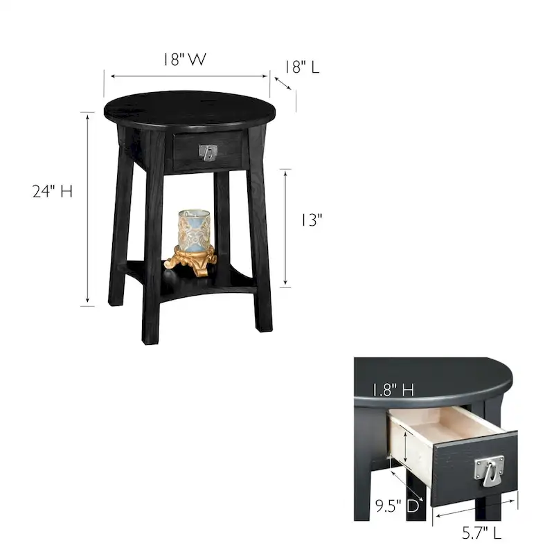 Mission Round End Table with Drawer