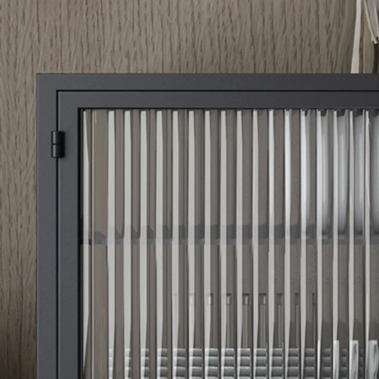 Black Metal Wall-Mounted Kitchen China Cabinet