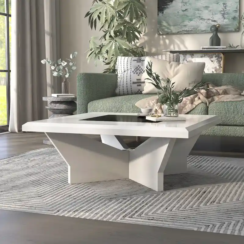 Ameena Contemporary Glass Insert Top Coffee Table by Furniture of America