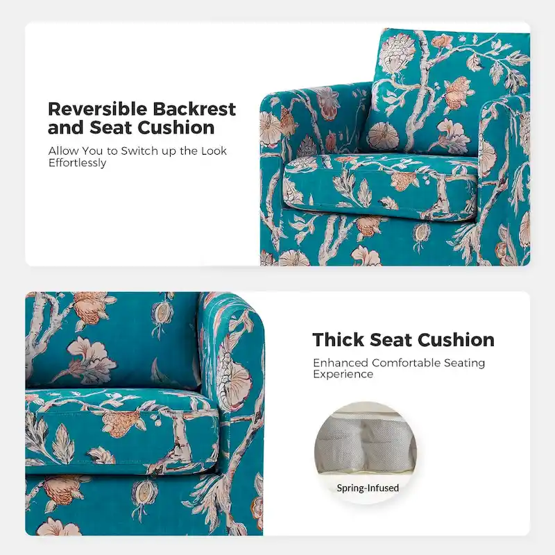 Erkenbald Modern Slipcovered Swivel Chair with Removable Cushion by HULALA HOME