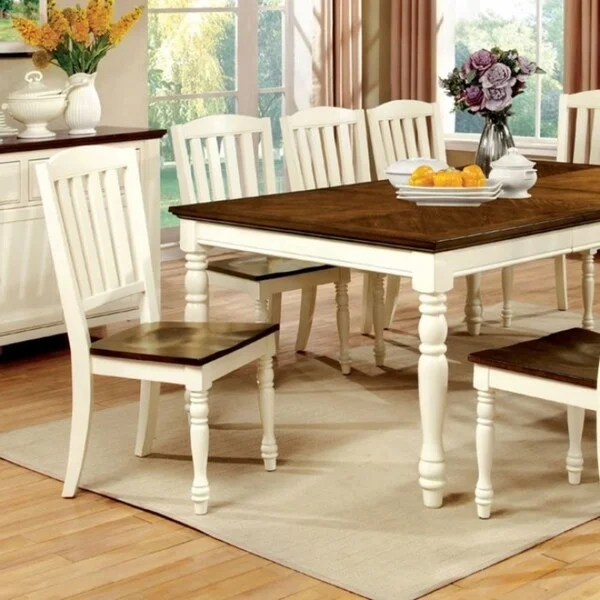 Harrisburg Cottage Dining Table, Vintage White & Dark Oak Finish