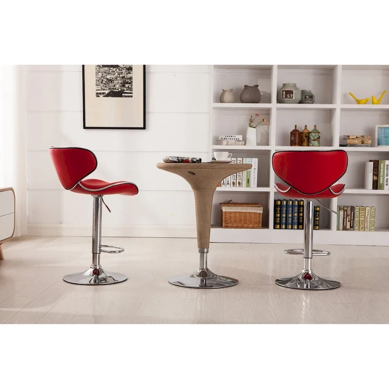 Roundhill Furniture Masaccio Leatherette Airlift Adjustable Swivel Barstool (Set of 2)