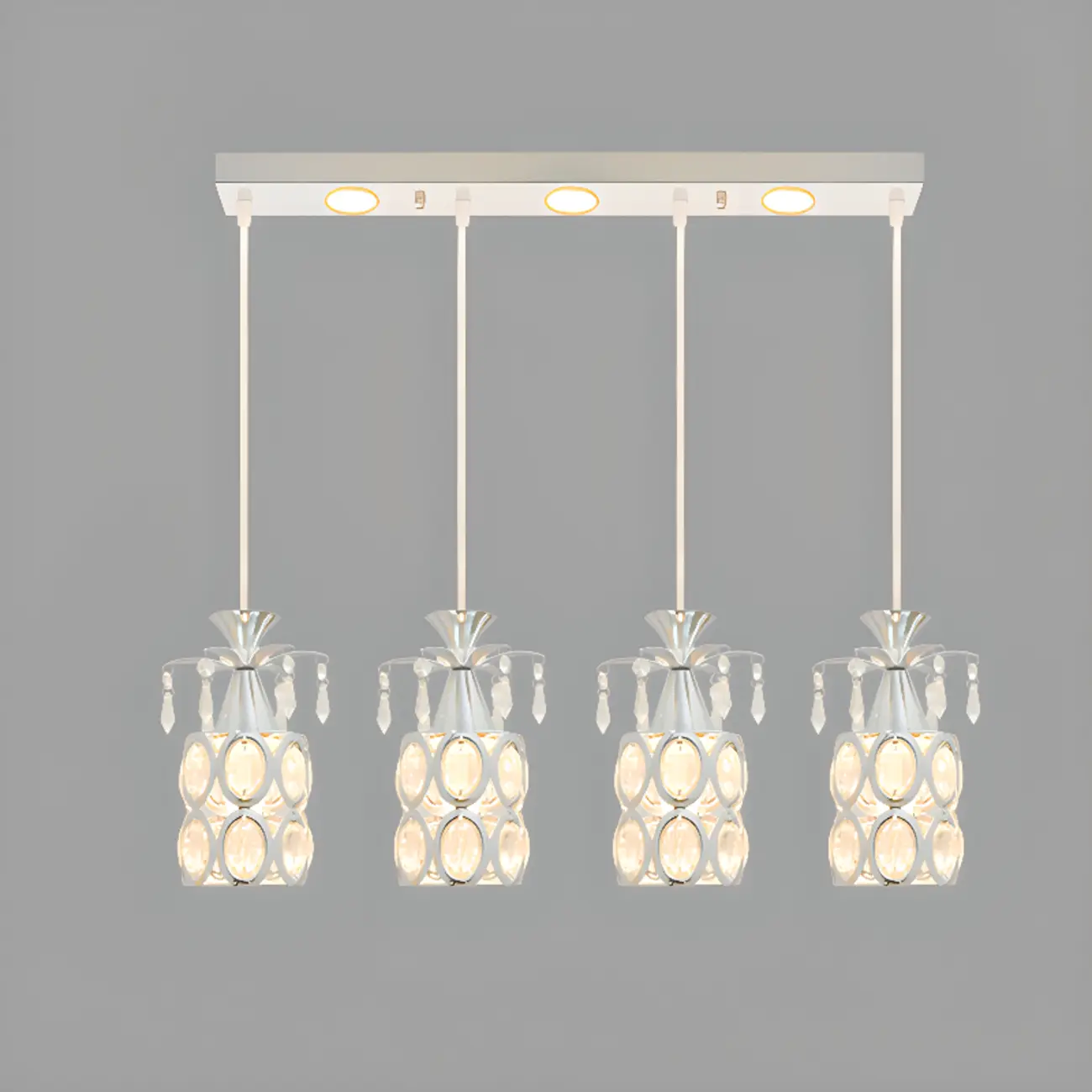 Elegant Cylinder Crystal Kitchen Island Pendant Light with Spotlight