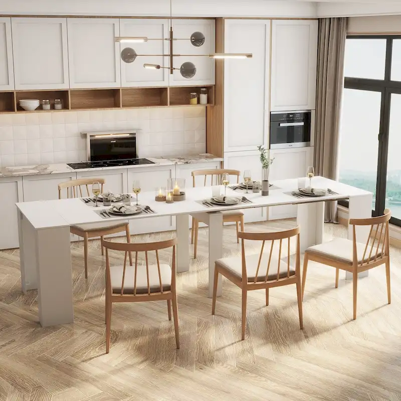 Wood Multifunctional Extendable Dining Table