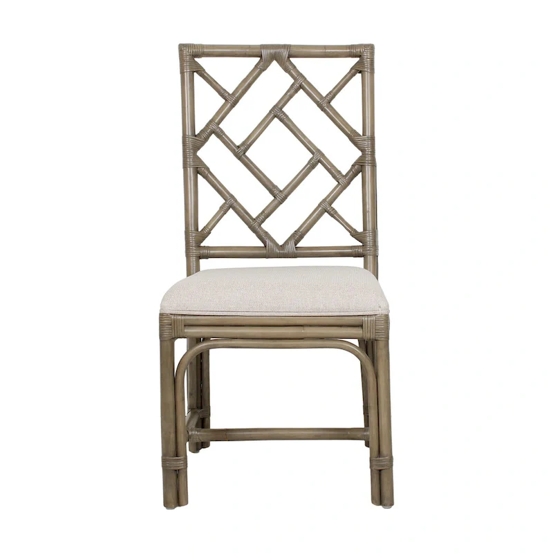 Natural Rattan Handmade Chippendale Cushioned Dining Chairs by East at Main