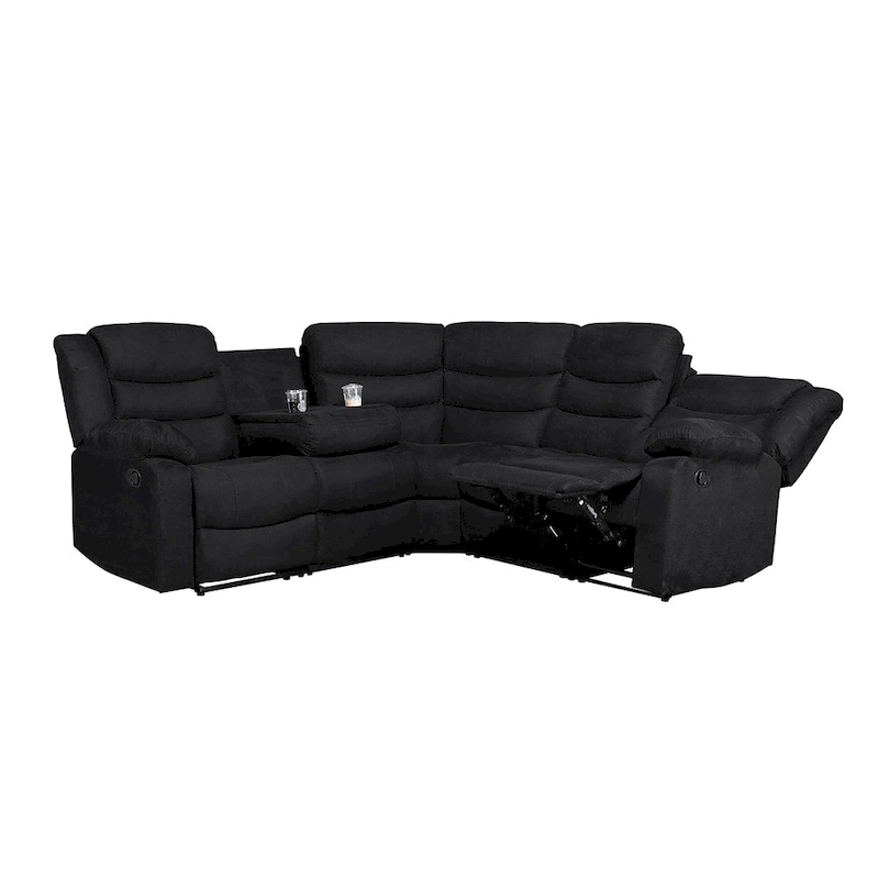 93 Width Polyester/Suede 5-Piece Manual Reclining Sectional Sofa