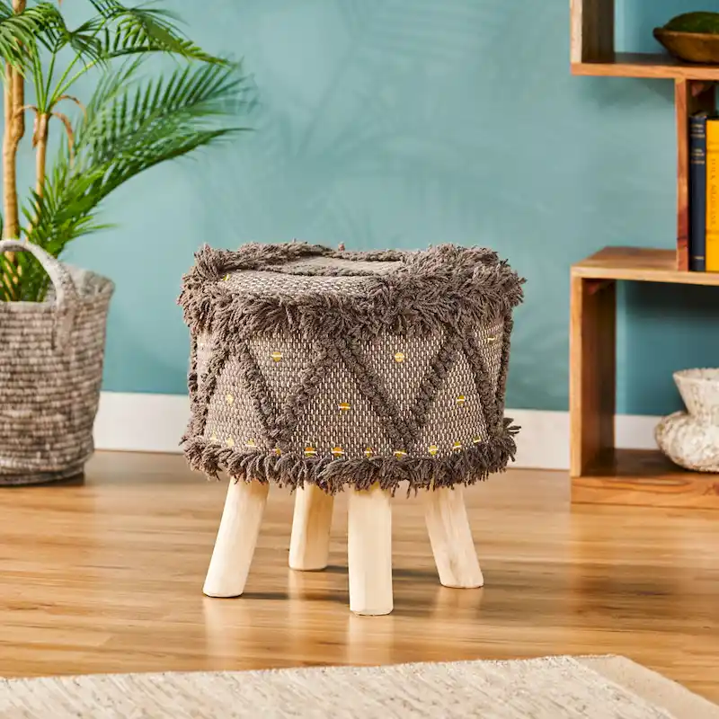 Roja Handcrafted Boho Fabric Stool by