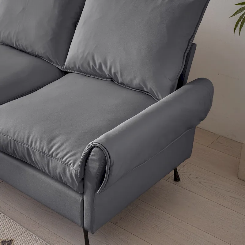 Modern L-Shaped Sofa Couch with Convertible Ottoman
