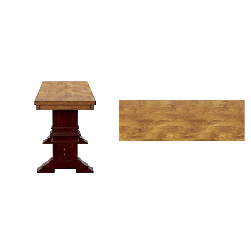 Two-Tone Trestle Leg Wood Dining Bench