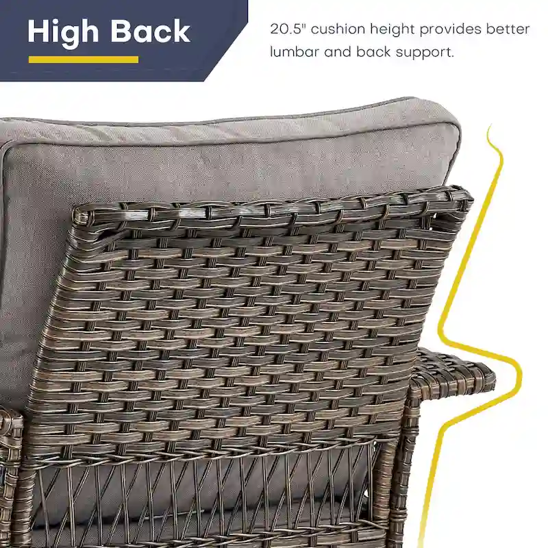 Gymojoy 3 Peices Patio Chairs with Coffee Table - Brown