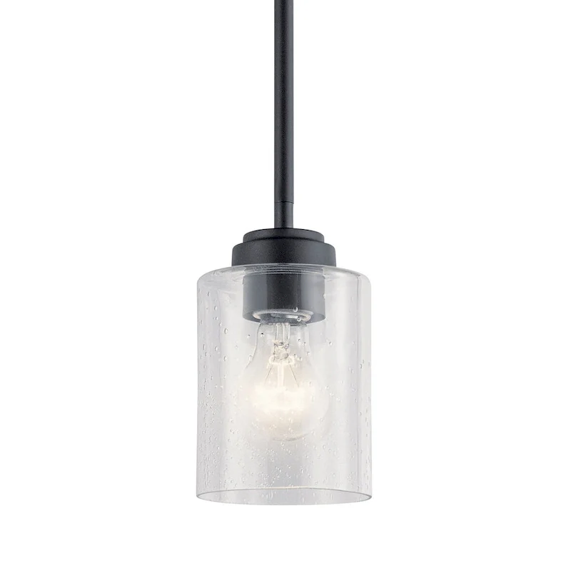 Kichler Winslow Single Light 4  Wide Mini Pendant with Seedy Glass
