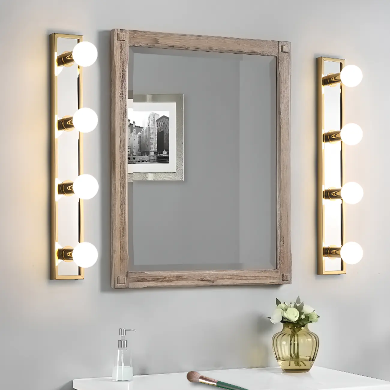 Gold Modern Steel Multi-Bulb Bathroom Light Fixture