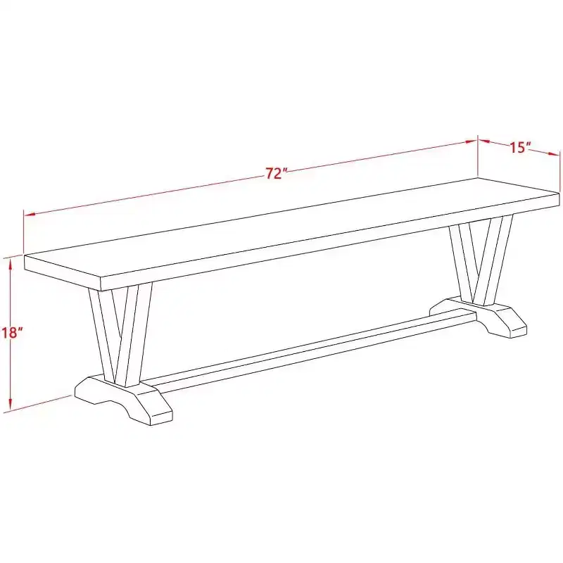 HomeStock Modern Dining Table Bench with Wood Seat, 72x15x18 Inch, Brushed Black