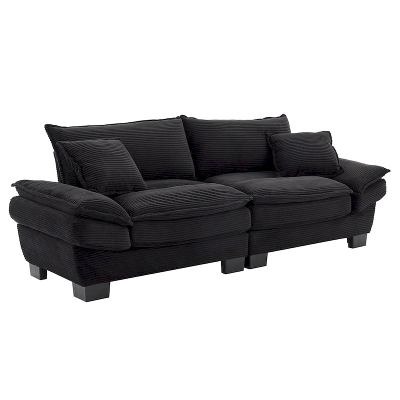 65.5 Upholstered 3-Seater Sofa Couch with Two Pillows and Sturdy Construction