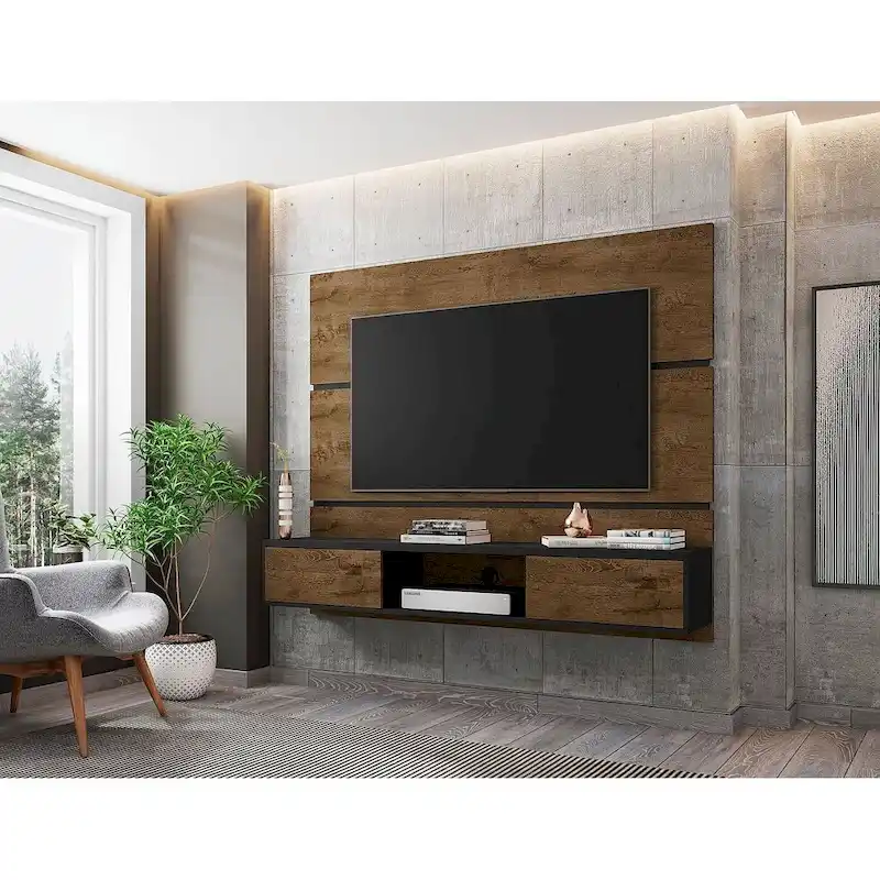 Vernon Mid Century Modern Wood 62.99 In. Floating Living Room Entertainment Furniture