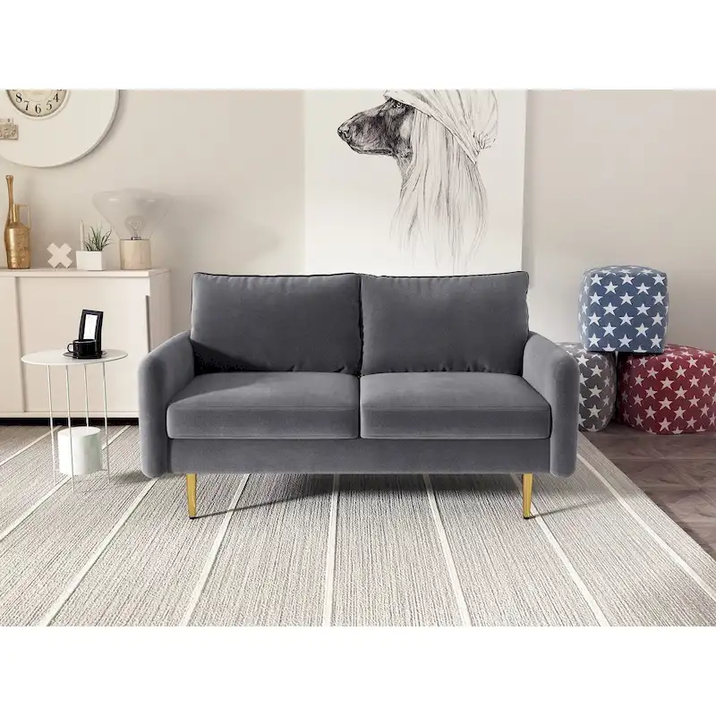 58 Velvet Square Arm Loveseat