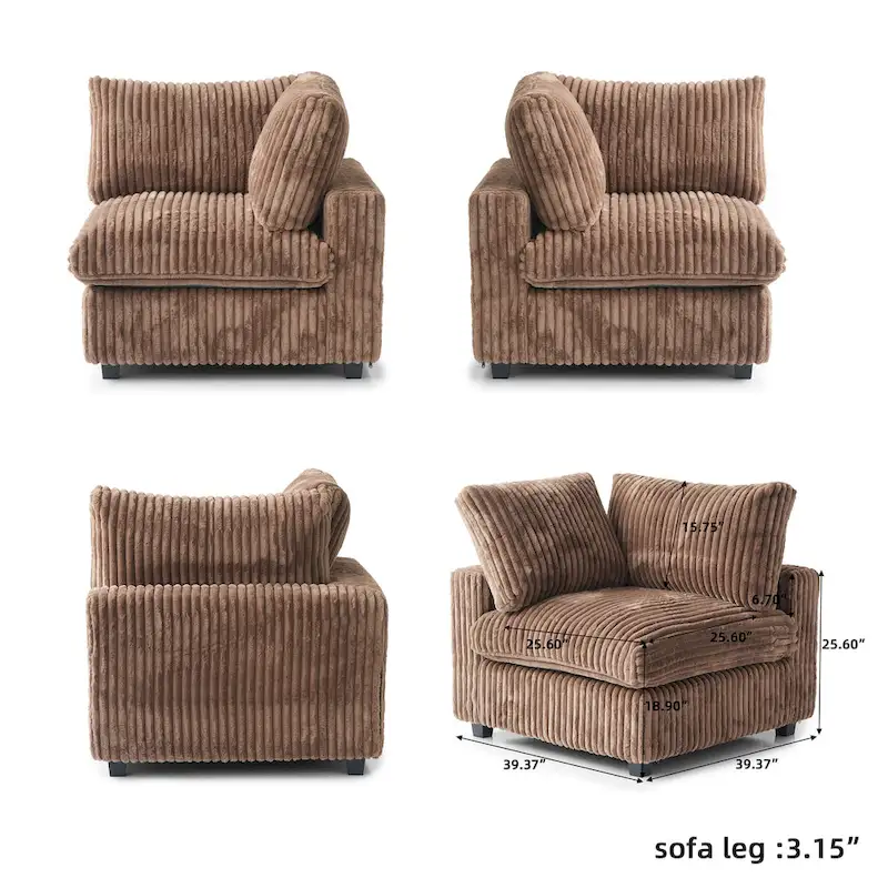 Beige 6-Seat U-Shape Modular Sectional Sofa with Cushions