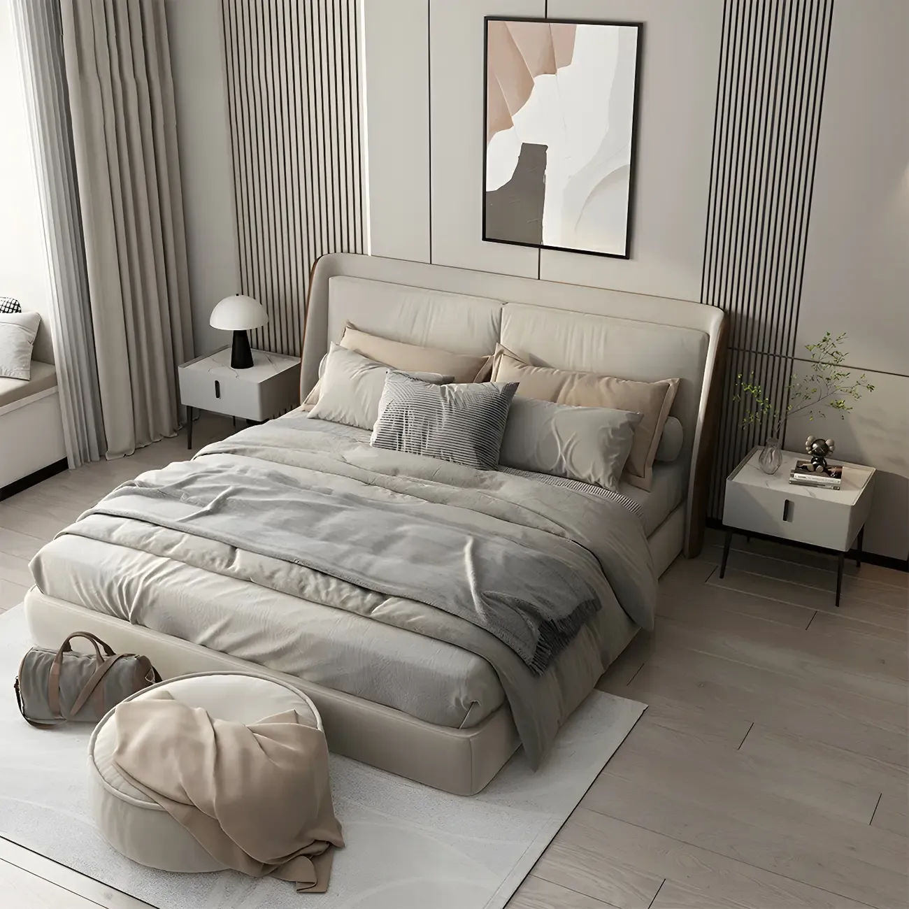 Trendy Narrow Cubic Wooden Nightstand with Legs