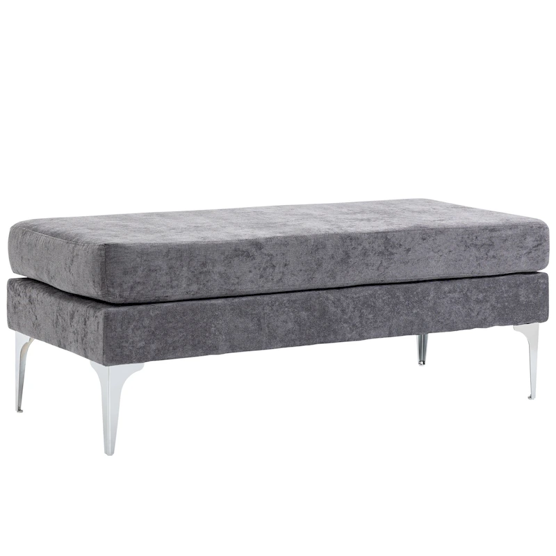 HOMCOM 48 End of Bed Bench, Upholstered Entryway Bench with Double Layer Seat Cushions and Steel Legs, Bedroom Bench, Dark Gray