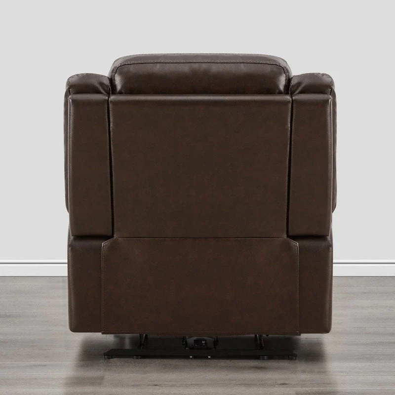 Brown Leather Power Recliner with Headrest - Single Seat