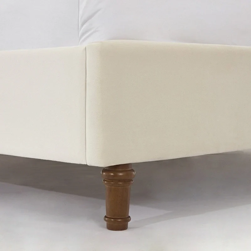 Velvet Upholstered Queen Bed - Wingback with Nailhead Trim